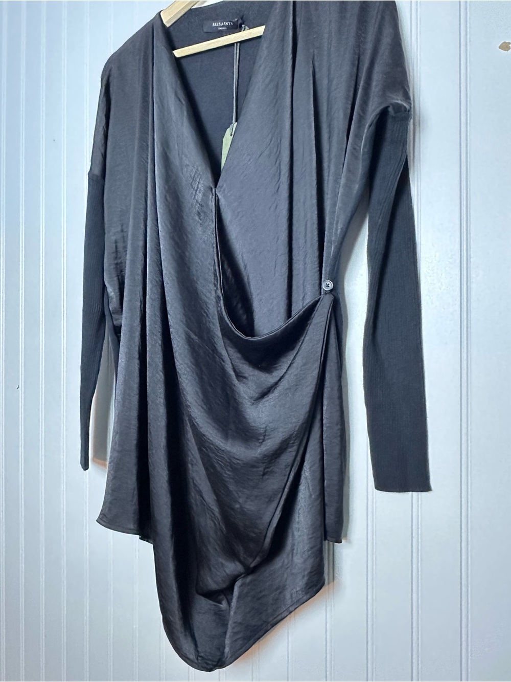Allsaints - Erma Cowl Neck Top Long Sleeves Small NWT Minimalist - Picture 7 of 13